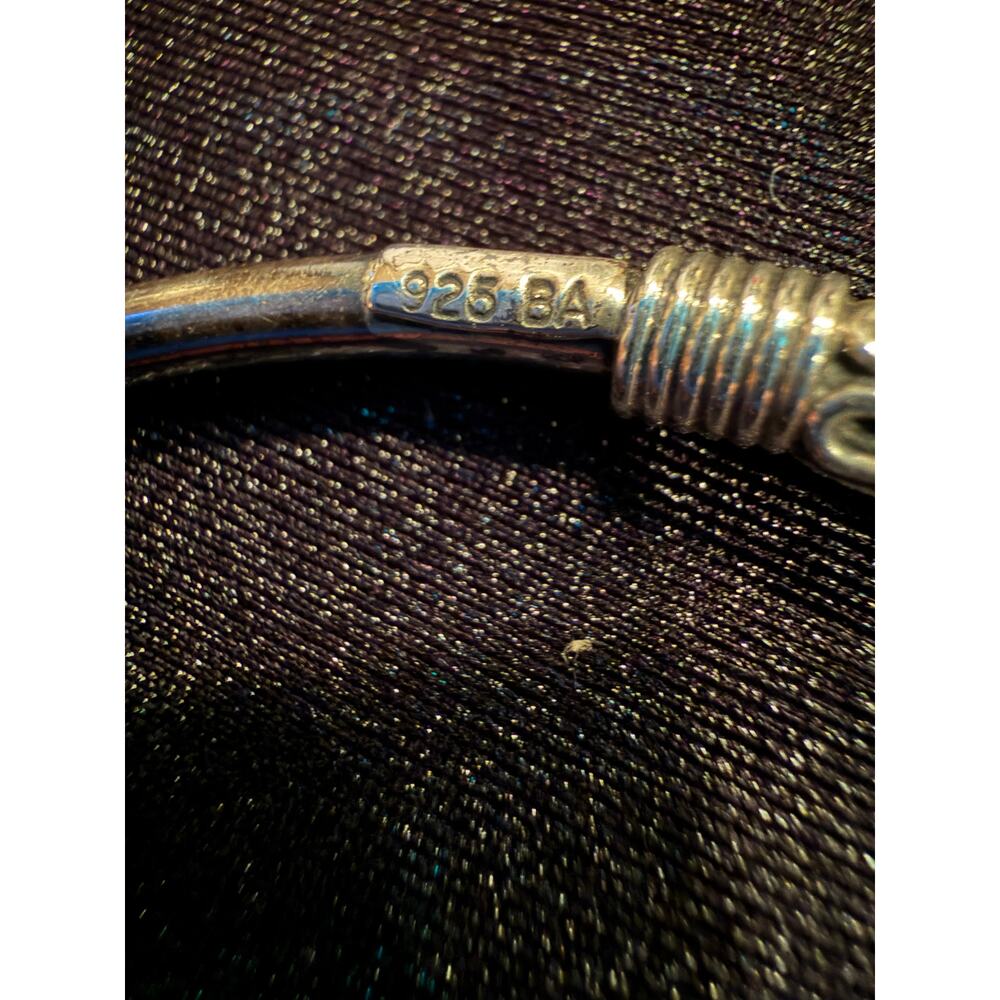 Vintage sterling silver tube bangle bracelet with wire-wrapped swirl details sz8 - Picture 2 of 7